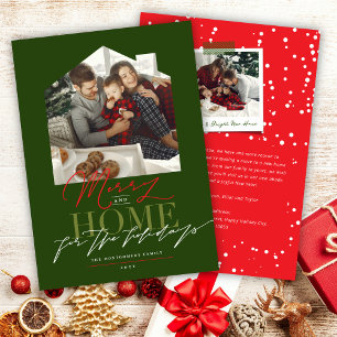 Merry And Home For The Holidays Typography Photo Holiday Card