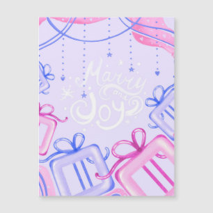 Merry and Joy Pastel Magnetic Holiday Card