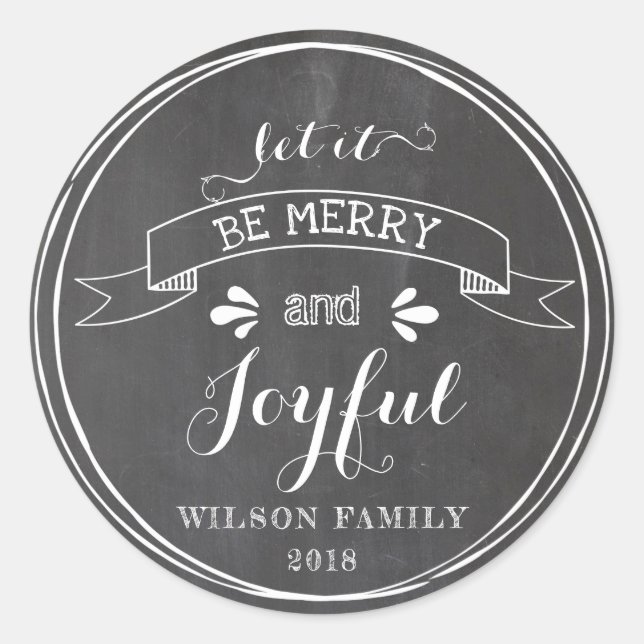 Merry and Joyful Chalkboard Sticker (Front)