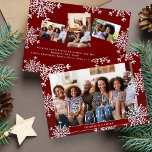 Merry and Joyful together 4 photo rustic Christmas Holiday Card<br><div class="desc">Modern rustic winter 4 custom family photos Merry and Joyful together script holiday card with snowflakes frame.                       Easy to personalise with your pictures,  text script,  family name,  and your text on both sides!</div>