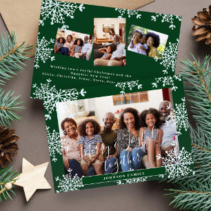 Merry and Joyful together 4 photo rustic Christmas Holiday Card