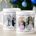 Merry and Married 6 Photo Rounded Lozenge Shape Large Coffee Mug<br><div class="desc">Merry and Married photo mug for newlyweds or lifelong couples. The design features 6 photos and fully editable wording for you to personalise however you wish. Your photos are displayed in 16:9 portrait format and the photo template will automatically display them in a pill-shaped, rounded lozenge shape. Please browse my...</div>