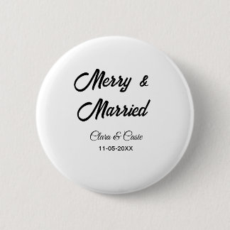 Merry and married add couple Name date holidayChr 6 Cm Round Badge