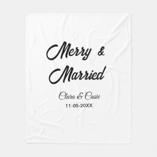 Merry and married add couple Name date holidayChr Fleece Blanket