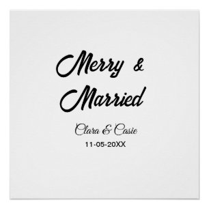 Merry and married add couple Name date holidayChr Poster