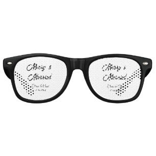 Merry and married add couple Name date holidayChr Retro Sunglasses