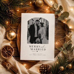 Merry and Married Arch Christmas Photo Holiday Card