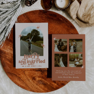 Merry And Married Boho Christmas Card