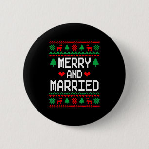 Merry And Married Couples Matching Ugly Christmas 6 Cm Round Badge