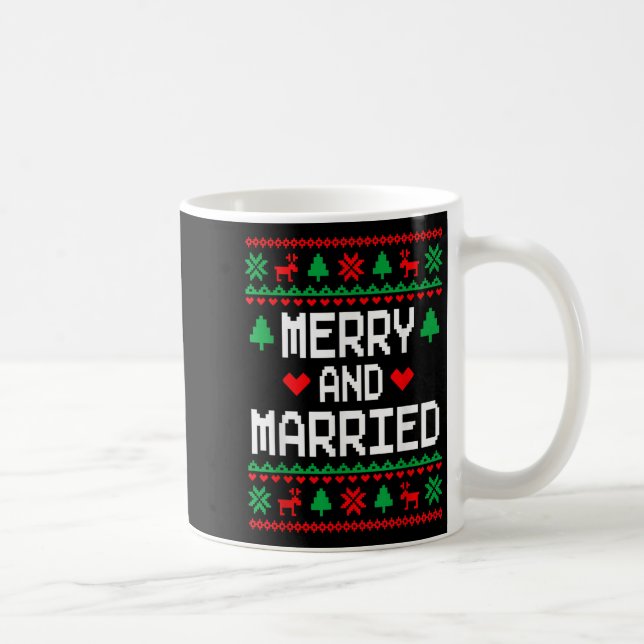Merry And Married Couples Matching Ugly Christmas  Coffee Mug (Right)