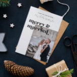 Merry and Married Elegant Modern Photo Holiday<br><div class="desc">Elegant Holiday Wedding Announcement Card with Merry & Married in a modern font,  your image and text of choice. All colors of this newlywed Christmas card - text and background - can be changed in the design tool if you like.</div>