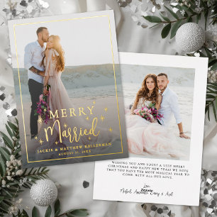 Merry And Married Elegant Photo Foil Holiday Card