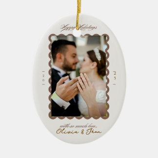 Merry and married first christmas ceramic ornament