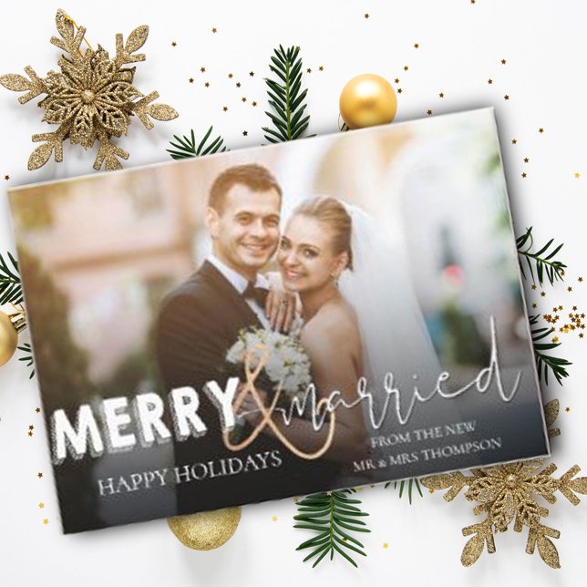 Merry and Married First Christmas Photo  Holiday Card (Creator Uploaded)