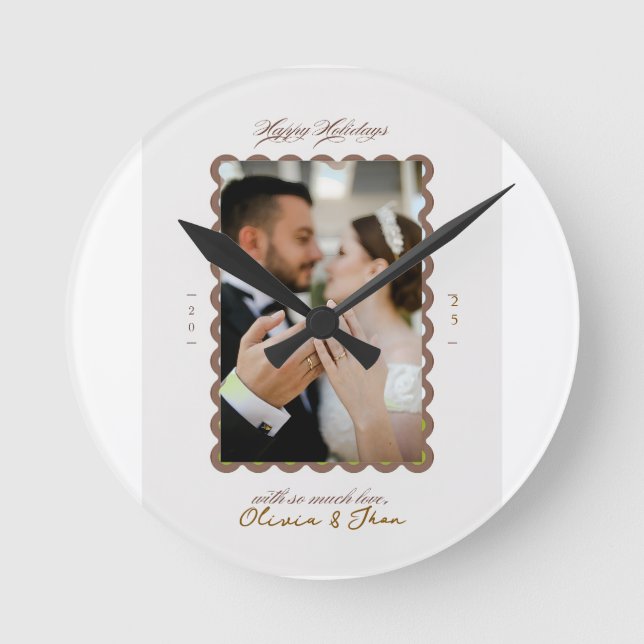 Merry and married first christmas round clock (Front)