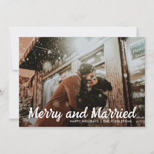 Merry And Married First Couple Christmas Photo Holiday Card