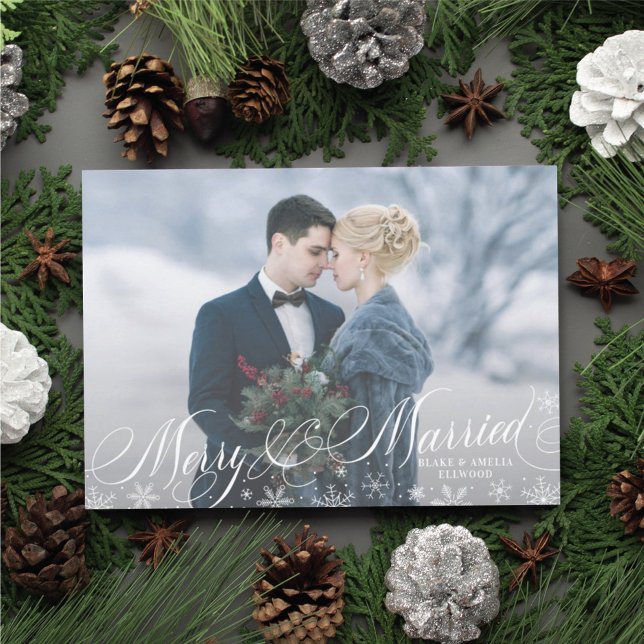 Merry and Married First Newlywed Christmas Holiday Card (Creator Uploaded)
