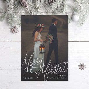 Merry and Married Hand-Lettering Photo Holiday Card