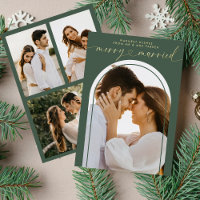 Merry and Married Heart Script Christmas Photo