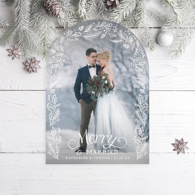 Merry and Married Holly Photo Holiday Card (Creator Uploaded)