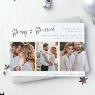 Merry And Married Modern Minimal   Christmas Photo Holiday Card