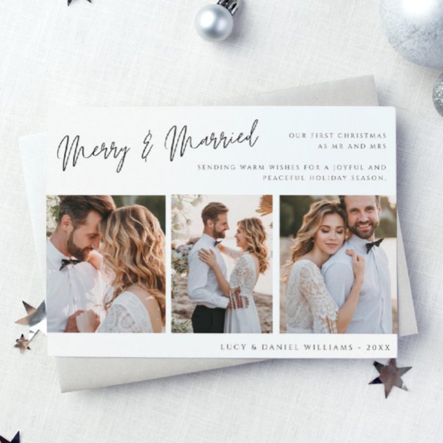 Merry And Married Modern Minimal | Christmas Photo Holiday Card (Creator Uploaded)