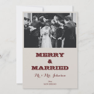 Merry And Married Modern Photo Holiday Card