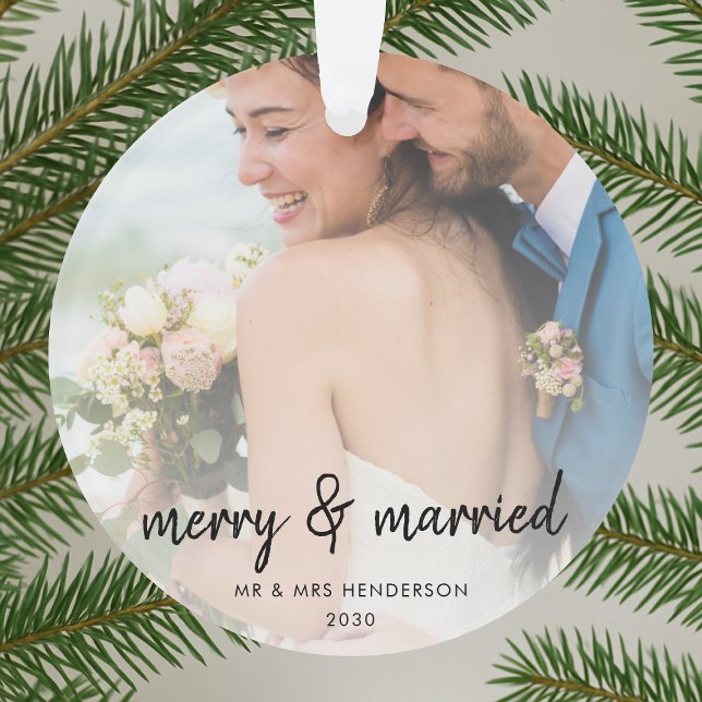 Merry and Married | Newleyweds First Christmas Ornament (Creator Uploaded)