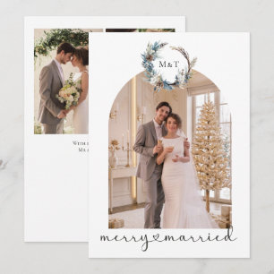 Merry and Married Newly Wed Personalised 4 Photo Holiday Card