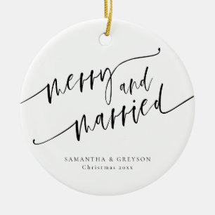 Merry And Married Newlywed Ceramic Ornament