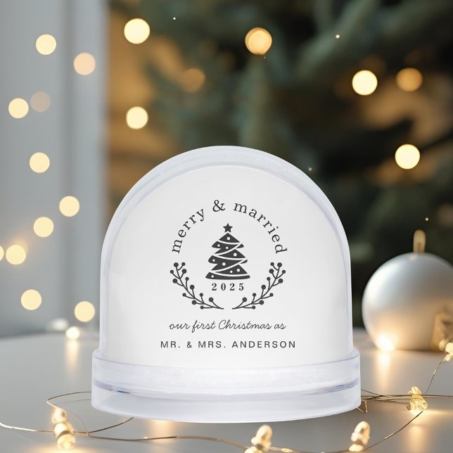 Merry and Married Newlywed Gift Holiday Snowglobe (Creator Uploaded)