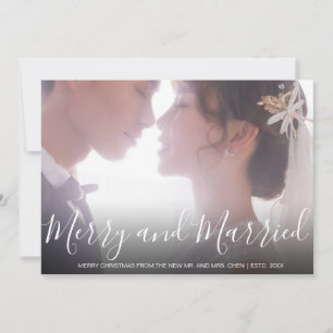 Merry and Married Newlywed Photo Christmas Holiday Card