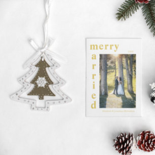 Merry and Married Newlywed Photo Christmas Holiday Card