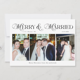 Merry and Married Newlyweds Photo First Christmas Holiday Card