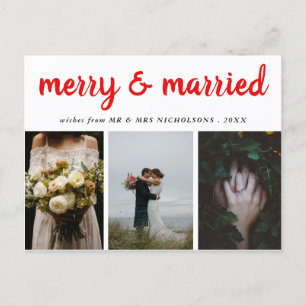Merry And Married   Red Script Holiday Photo