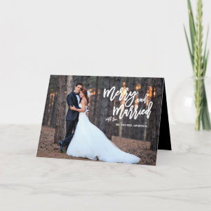 Merry and Married Script   Holiday Photo Card