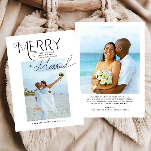 Merry and Married Script Photo Christmas Newlyweds Holiday Card