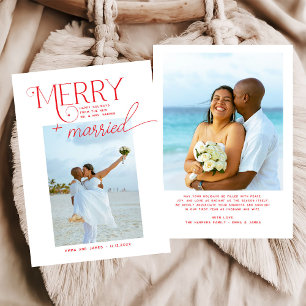 Merry and Married Script Photo Christmas Newlyweds Holiday Card