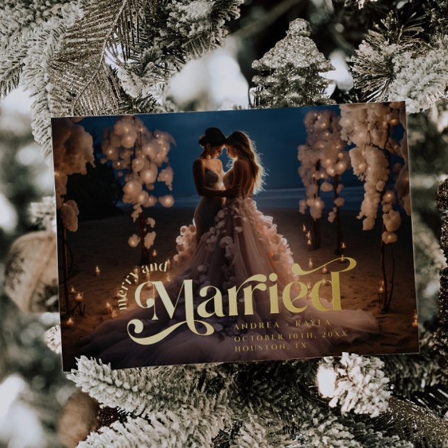 Merry and Married Swirl Holiday Wedding Photo (Creator Uploaded)