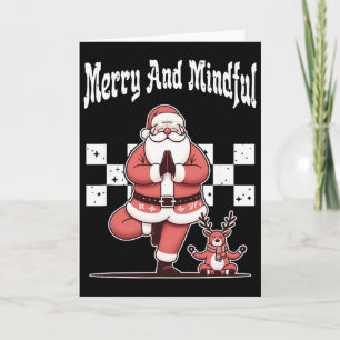 Merry And Mindful Christmas Xmas Santa Yoga Lover Card