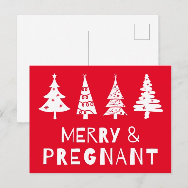 Merry and pregnant at Christmas Holiday Postcard (Front/Back)