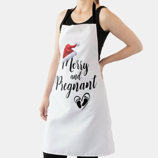 Merry and Pregnant Christmas Holiday Baby Apron (Insitu)