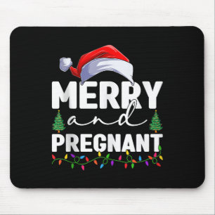 Merry And Pregnant Christmas Pregnancy Announcemen Mouse Pad
