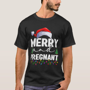 Merry And Pregnant Christmas Pregnancy Announcemen T-Shirt