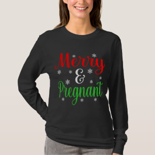 Merry And Pregnant Funny Christmas Santa Elf Gnome T-Shirt
