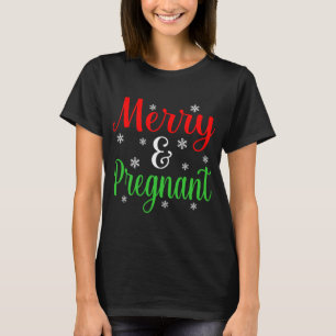 Merry And Pregnant Funny Christmas Santa Elf Gnome T-Shirt