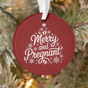 Merry And Pregnant Maternity Footprints Pregnancy Ornament