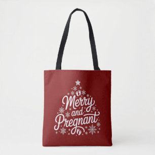 Merry And Pregnant Maternity Footprints Pregnancy Tote Bag