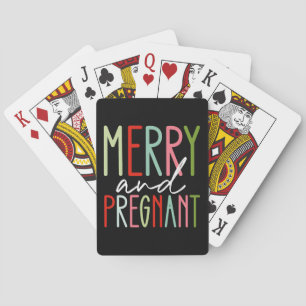 Merry and Pregnant Pregnancy Christmas Mum Playing Cards