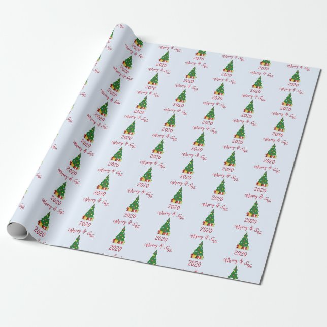 Merry and Safe Christmas 2020 Wrapping Paper (Unrolled)
